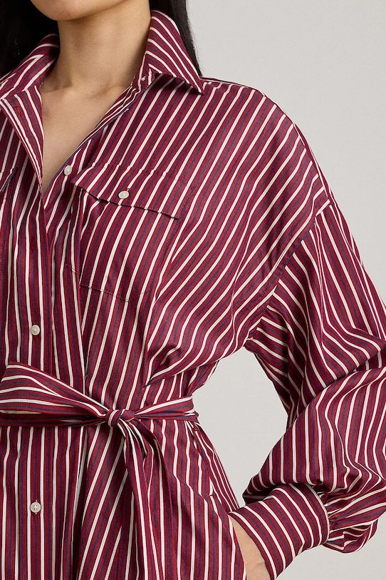 Lauren Ralph Lauren sukienka bawełniana bordowy 200P03516