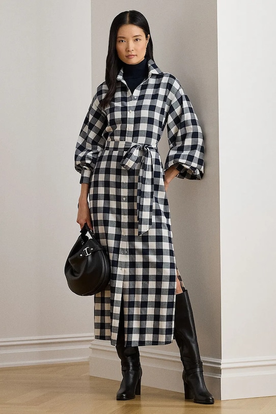 Lauren Ralph Lauren sukienka bawełniana wzorzyste granatowy 200P03519