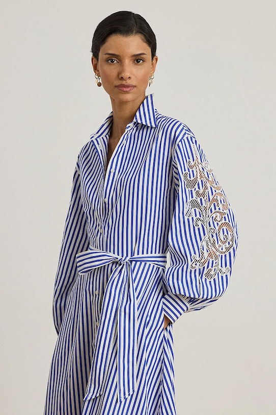 Odzież Lauren Ralph Lauren sukienka bawełniana 200P03711 niebieski