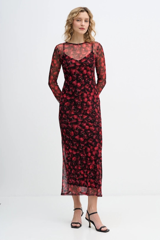 Never Fully Dressed sukienka Cherry Mesh Soho NFDDR3167 bordowy SS26