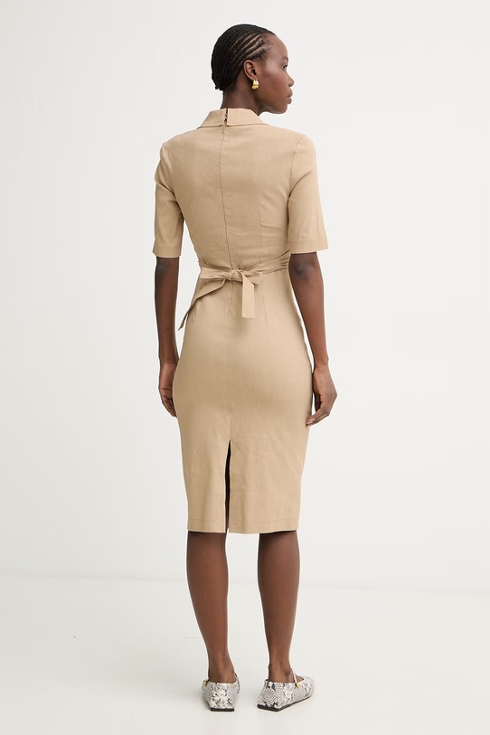 Odzież Pinko sukienka z lnem 106499.A34I beżowy
