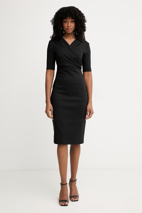 Pinko φόρεμα με λινό μαύρο 106499.A34I