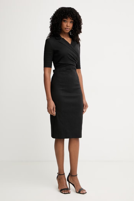 Pinko φόρεμα με λινό 106499.A34I μαύρο SS26