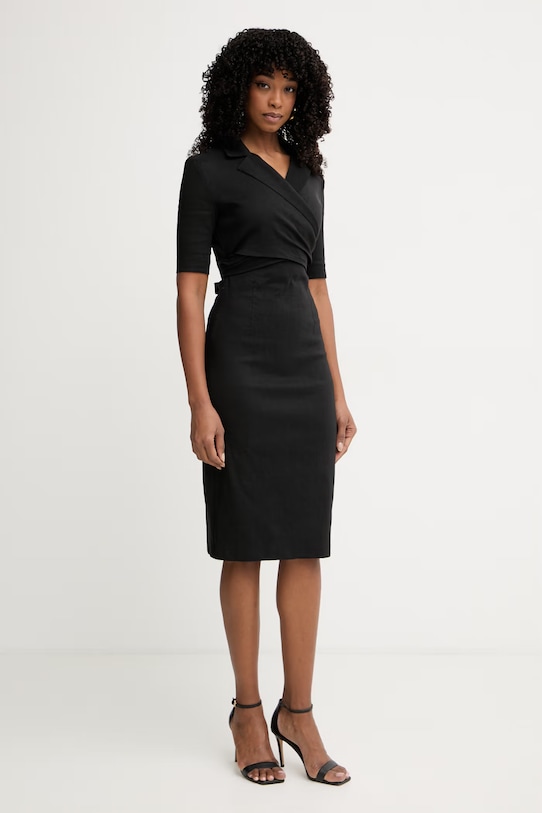 Pinko φόρεμα με λινό 106499.A34I μαύρο SS26