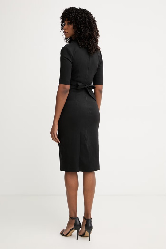 Ρούχα Pinko φόρεμα με λινό 106499.A34I μαύρο