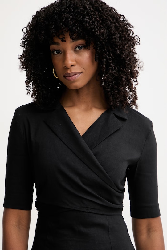 Pinko φόρεμα με λινό μαύρο 106499.A34I