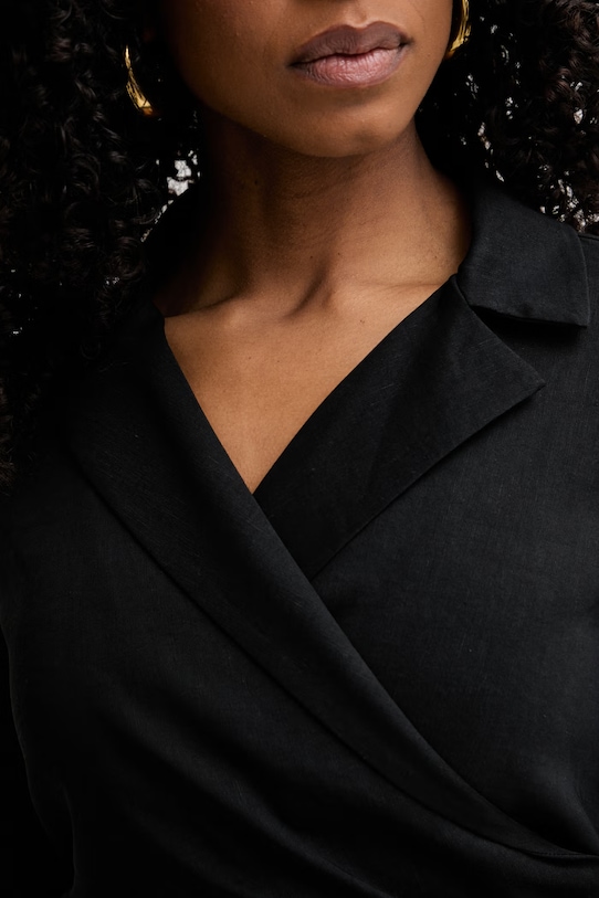 Pinko φόρεμα με λινό 106499.A34I μαύρο