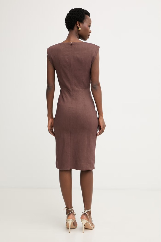 Oblečenie Pinko letné šaty s prímesou ľanu 106521.A34I hnedá