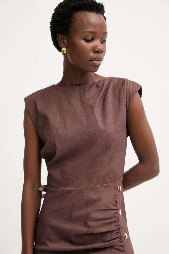 Pinko letné šaty s prímesou ľanu hnedá 106521.A34I