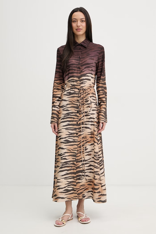 Pinko poletna obleka viskozna rjava 106543.A37R