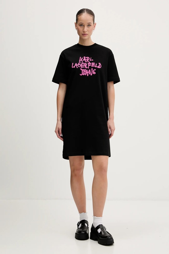Karl Lagerfeld Jeans sukienka bawełniana B1W13043 czarny SS26