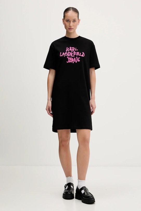 Karl Lagerfeld Jeans sukienka bawełniana B1W13043 czarny SS26
