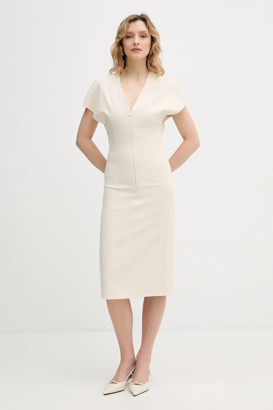 Patrizia Pepe sukienka z elastanem beżowy 8A1663.A6F5