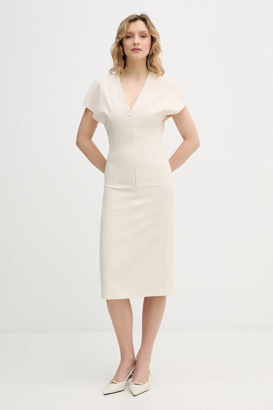 Patrizia Pepe sukienka z elastanem beżowy 8A1663.A6F5