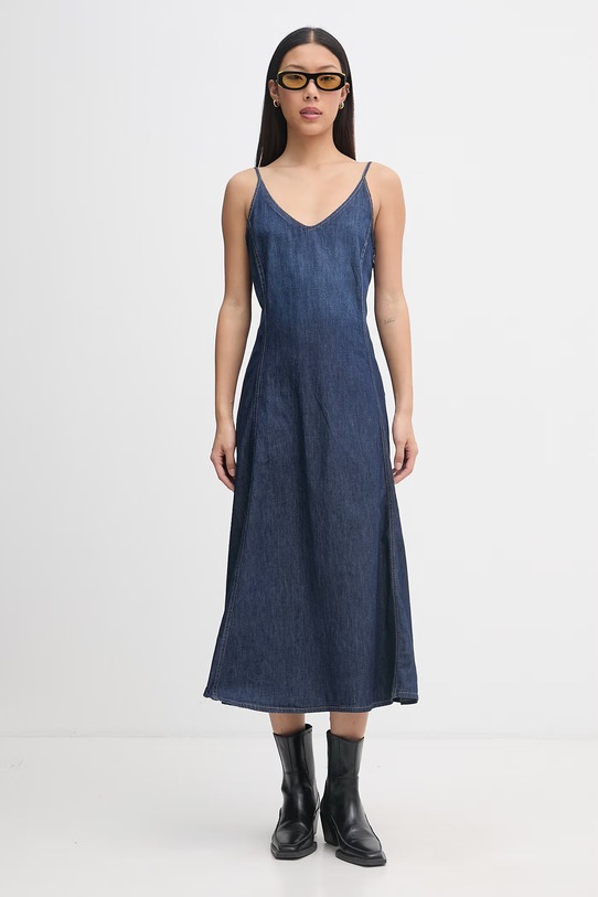 Odzież Diesel sukienka bawełniana DE-BELD-D A21453.0DBDB niebieski