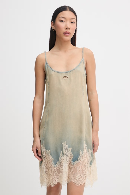 Diesel sukienka letnia z lyocellem DE-ODRY-S beżowy A21740.0CEDE