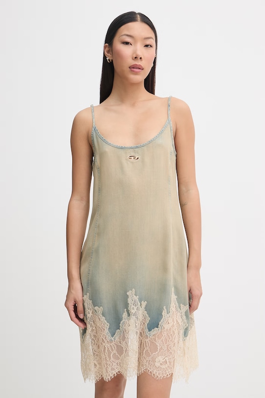 Diesel sukienka letnia z lyocellem DE-ODRY-S beżowy A21740.0CEDE