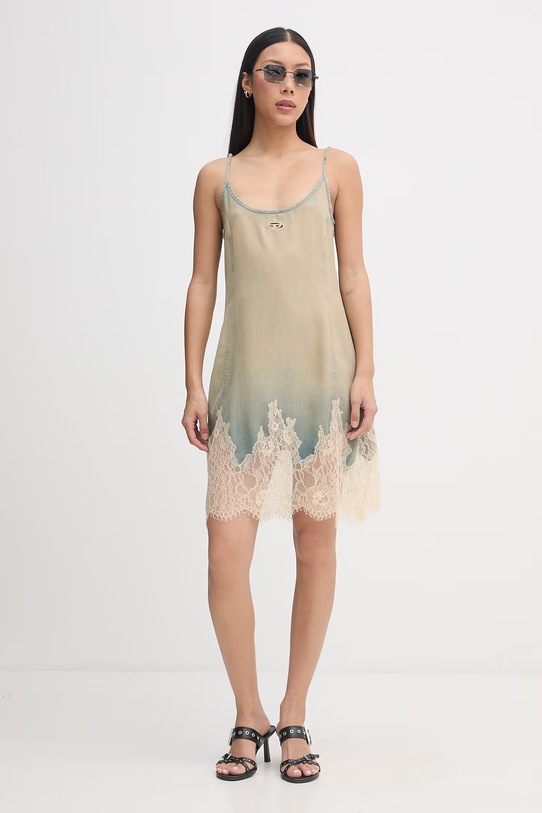 Diesel sukienka letnia z lyocellem DE-ODRY-S A21740.0CEDE beżowy SS26