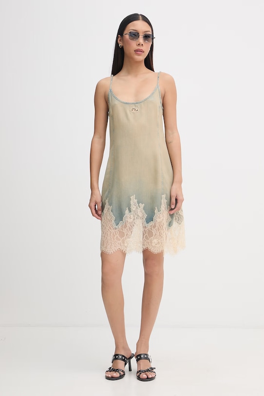 Diesel sukienka letnia z lyocellem DE-ODRY-S A21740.0CEDE beżowy SS26