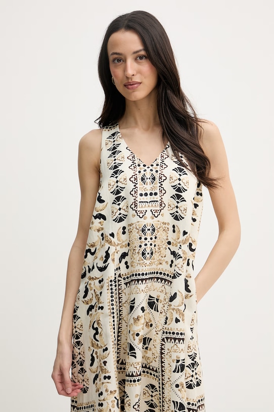 Joseph Ribkoff sukienka z lnem beżowy 262908