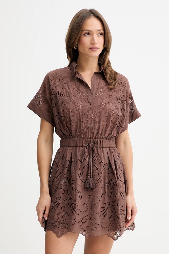 Ermanno Firenze sukienka bawełniana bawełna brązowy D48EQ028EN0