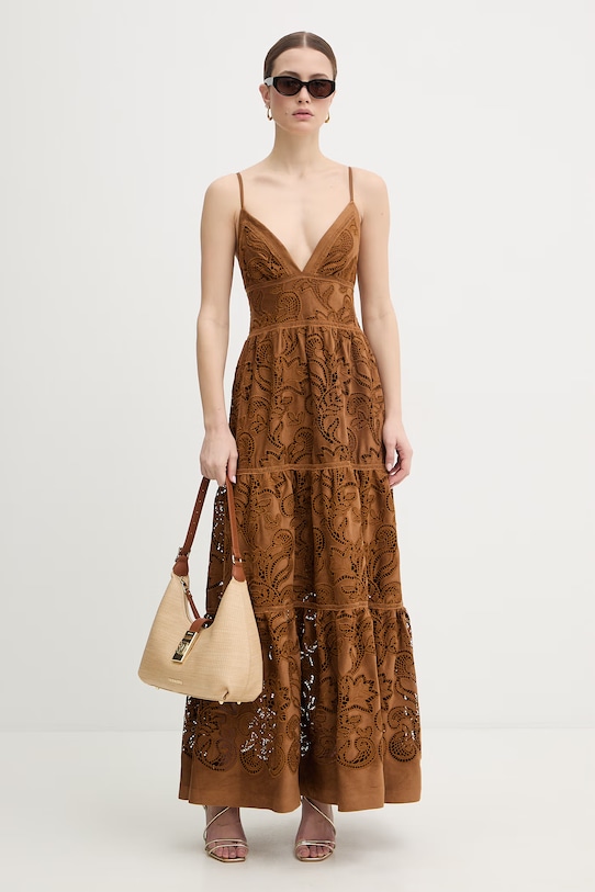 Ermanno Firenze sukienka D48EQ031E92 brązowy SS26