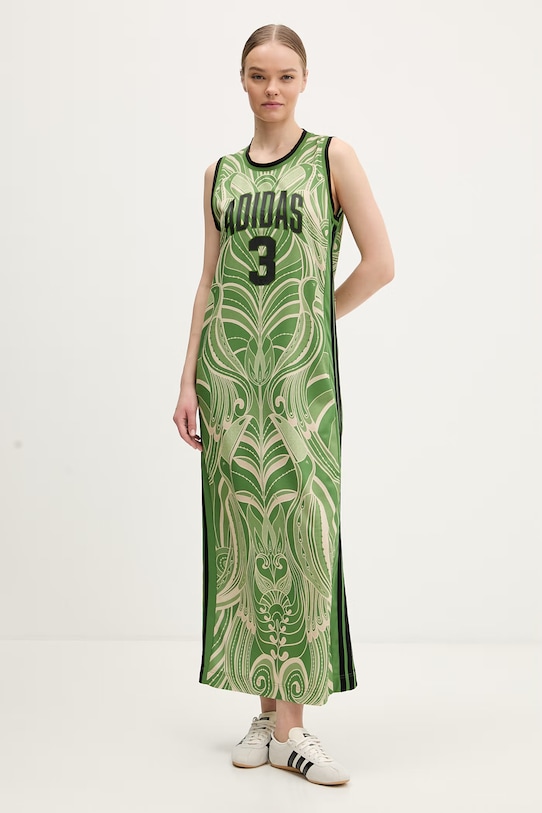 Φόρεμα adidas x Farm Rio εμπριμέ πράσινο KD4620