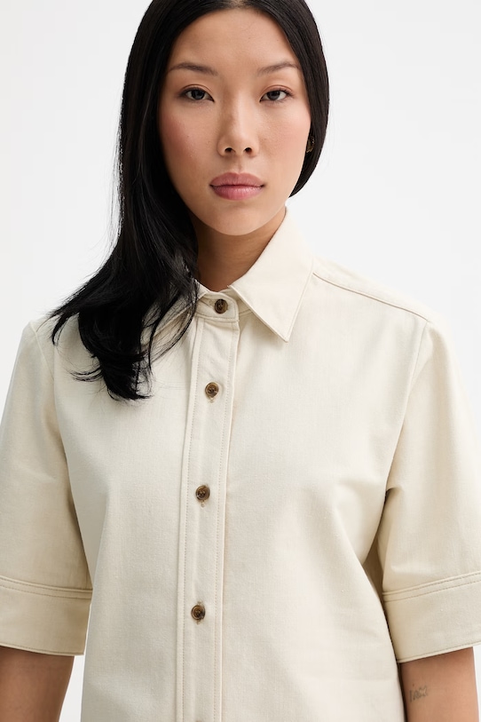 A.P.C. šaty s bavlnou ROBE POLY béžová COHND.F35284