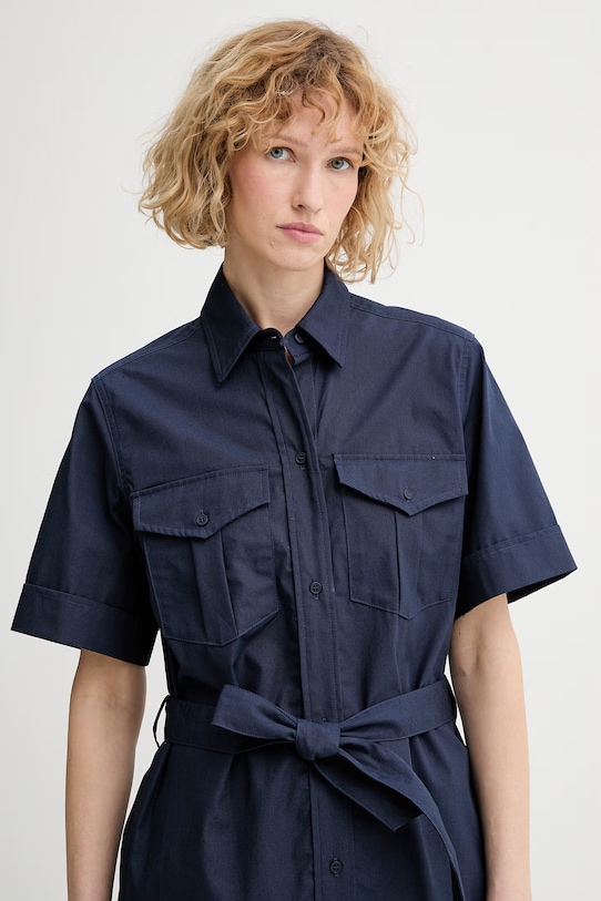 A.P.C. sukienka bawełniana ROBE EVY granatowy COHNE.F35281