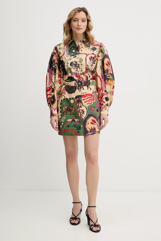 Farm Rio sukienka bawełniana 350089 beżowy SS26