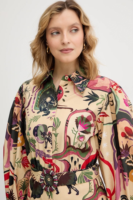 Farm Rio sukienka bawełniana beżowy 350089