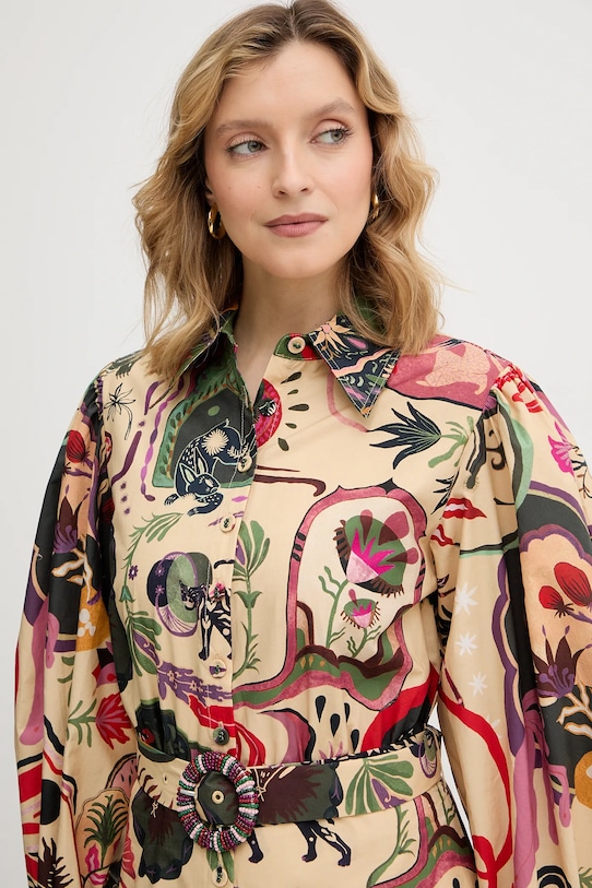 Farm Rio sukienka bawełniana beżowy 350089