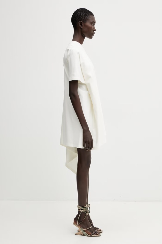 Coperni šaty oversize s viskózou Zero Waste Draped béžová COPJS194F5093