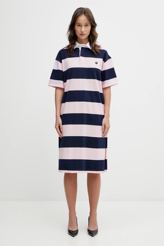 Coperni sukienka bawełniana Striped Polo wzorzyste różowy COPJS216F5026