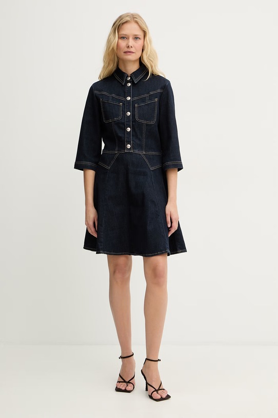 Morgan sukienka rozkloszowana jeansowa granatowy REXAS