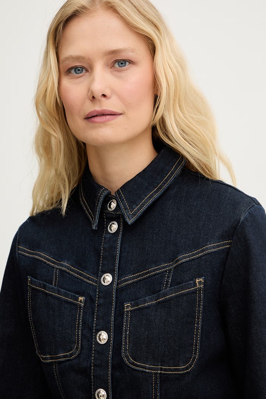 Morgan sukienka rozkloszowana jeansowa granatowy REXAS