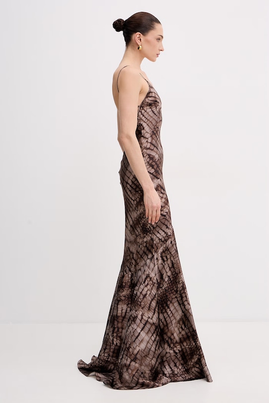 Elisabetta Franchi sukienka bieliźniana z wiskozy ABR3061E2 brązowy SS26