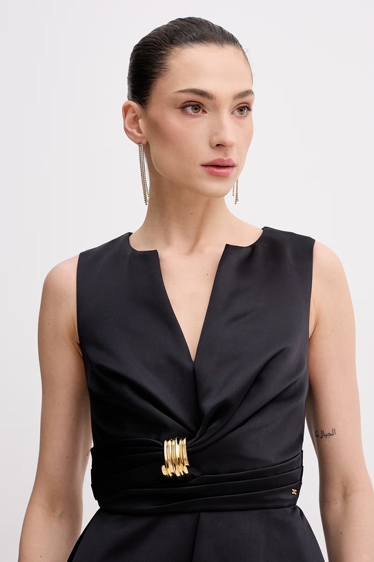 Elisabetta Franchi sukienka drapowana czarny AB87261E2