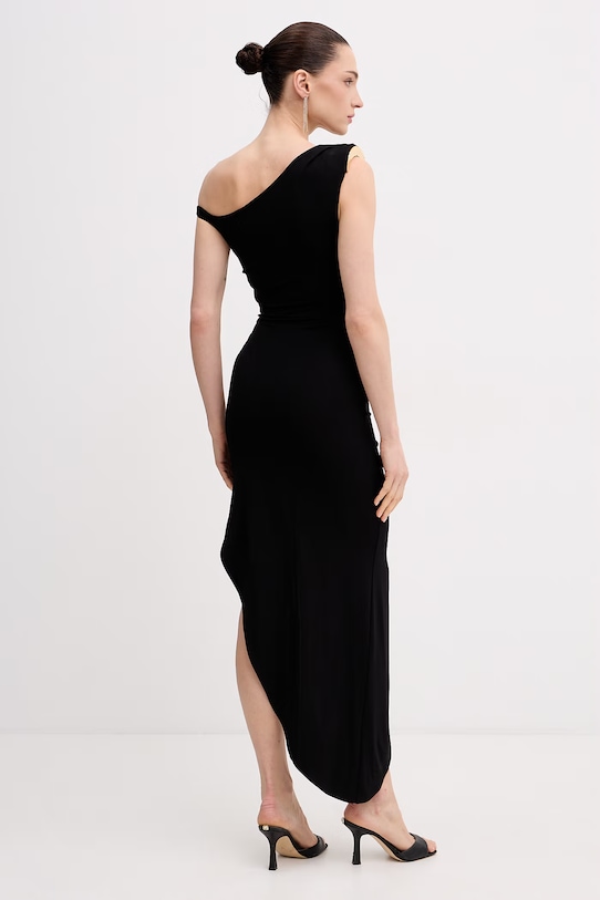 Odzież Elisabetta Franchi sukienka asymetryczna z wiskozy AB90661E2 czarny