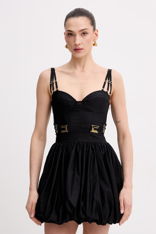 Elisabetta Franchi sukienka bombka czarny AB90961E2