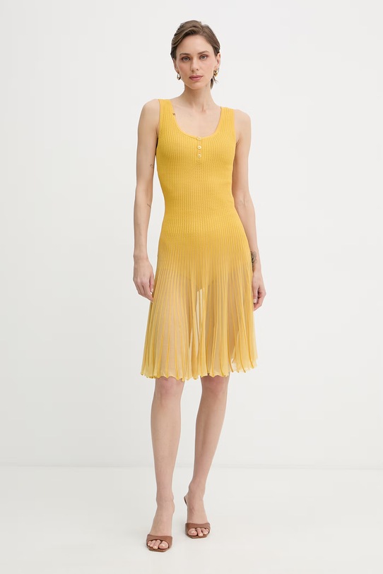 Elisabetta Franchi sukienka rozkloszowana z wiskozą żółty AM10B61E2
