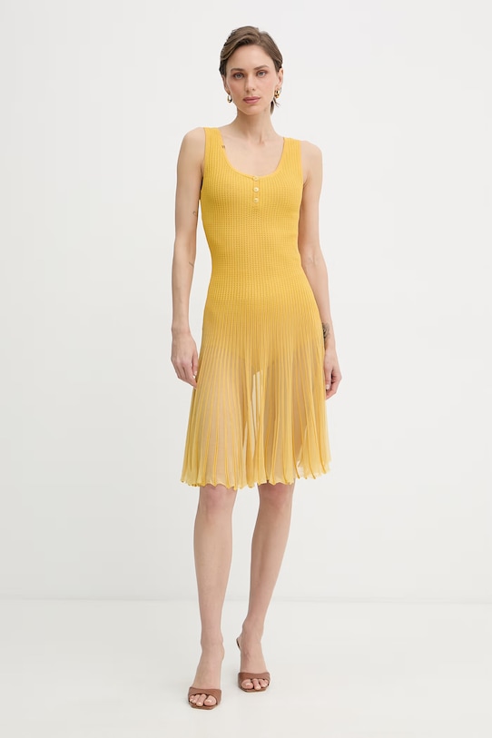 Elisabetta Franchi rozšírené šaty s viskózou žltá AM10B61E2