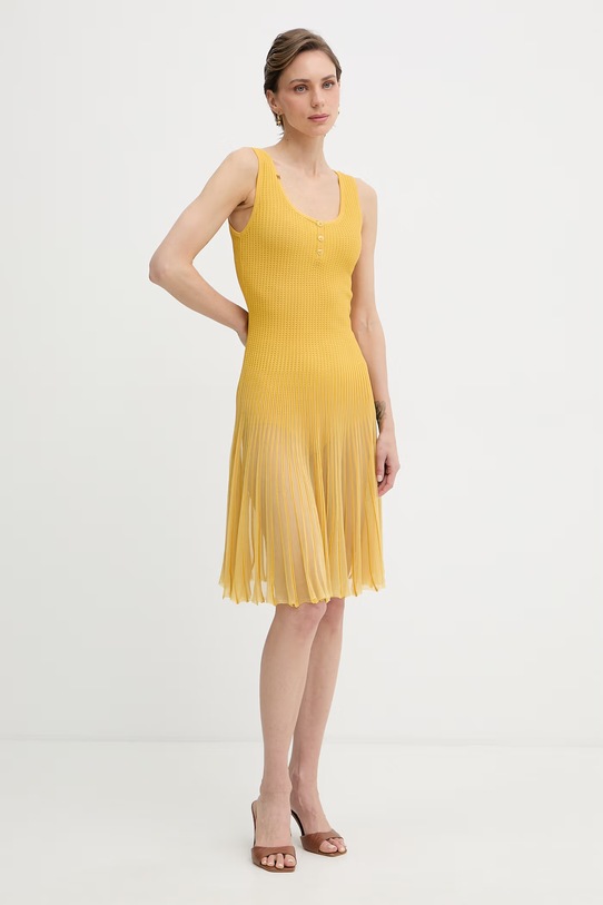Elisabetta Franchi sukienka rozkloszowana z wiskozą AM10B61E2 żółty SS26