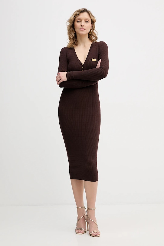 Платье с добавлением шелка Elisabetta Franchi AM14B61E2 коричневый SS26