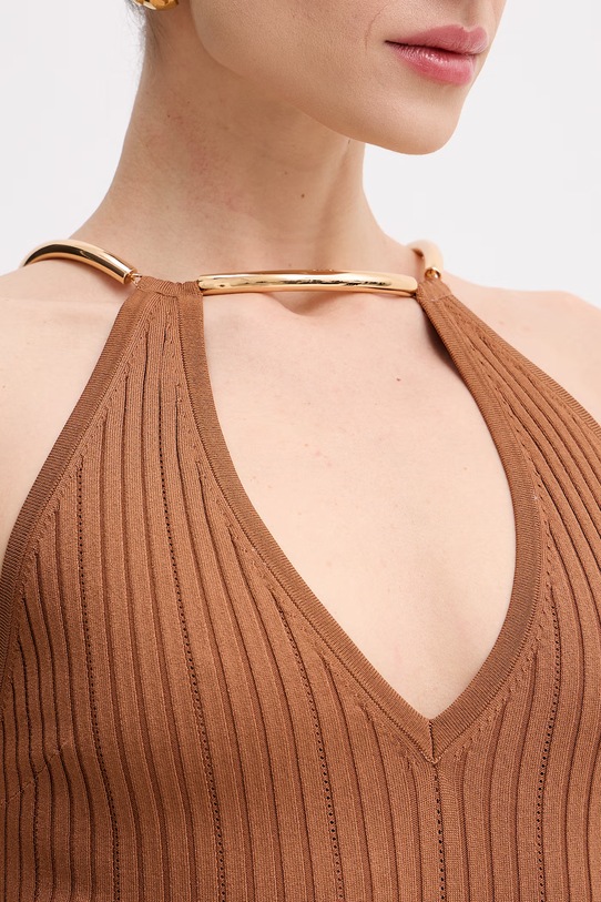 Elisabetta Franchi sukienka bodycon brązowy AM16S61E2