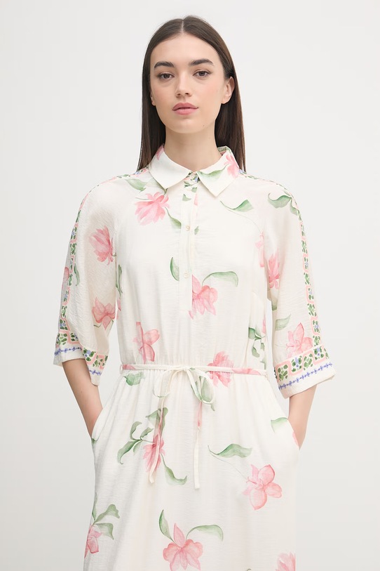 Mos Mosh sukienka letnia z wiskozą Bunno beżowy 177970