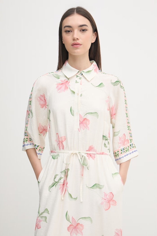 Mos Mosh sukienka letnia z wiskozą Bunno beżowy 177970