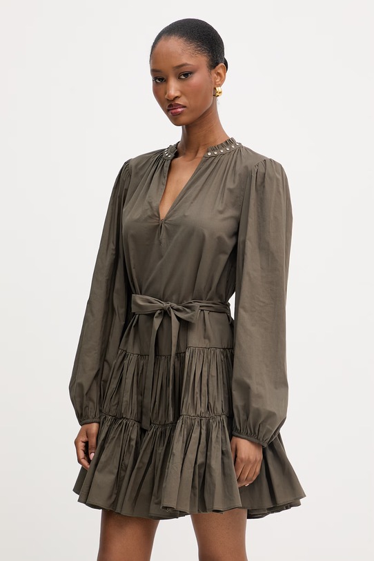 Liu Jo sukienka rozkloszowana bawełniana zielony WA6363.T409A