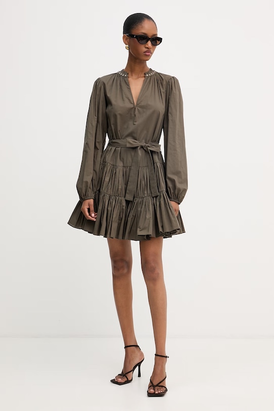 Liu Jo sukienka rozkloszowana bawełniana WA6363.T409A zielony SS26