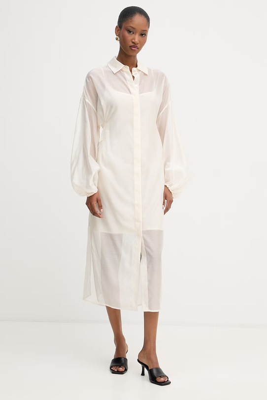 Liu Jo sukienka koszulowa z lyocellem beżowy WA6399.T435A